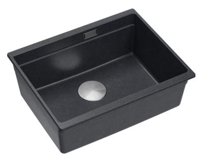 Quadri Newport II évier à encastrer en granit anthracite 560x450mm  avec bouchon en inox et cache-vidange 1208967459