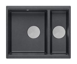 Quadri Newport II anthracite évier 1,5 bac granit montage en surface et sous-plan 555x460mm avec bouchon en inox 1208967472