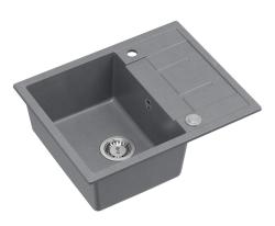 Quadri Dalton évier à poser en granit gris avec égouttoir 62x50cm avec bonde en inox 1208967492