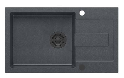 Quadri Sutton XL évier à poser en granit anthracite 78x45cm avec égouttoir réversible avec bouchon noir 1208967494