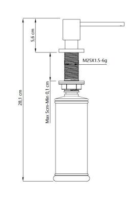 Quadri Luxor Distributeur de savon encastré doré rechargeable par le dessus 1208967511