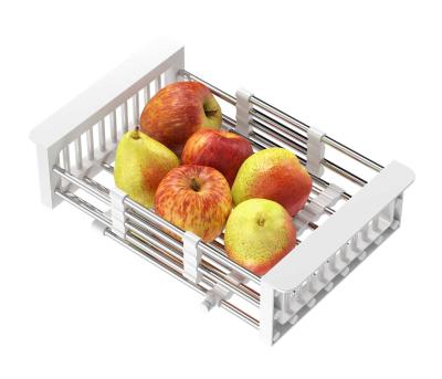 Quadri Panier coulissant universel en inox avec poignées blanches, 225 mm de large, 1208967542