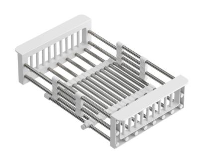 Quadri Panier coulissant universel en inox avec poignées blanches, 225 mm de large, 1208967542