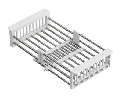 Quadri Panier coulissant universel en inox avec poignées blanches, 225 mm de large, 1208967542