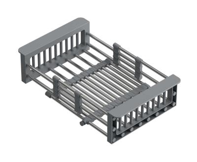 Quadri Panier universel extensible pour résidus en inox avec poignées grises 225 mm de large 1208967543