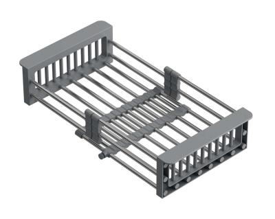 Quadri Panier universel extensible pour résidus en inox avec poignées grises 225 mm de large 1208967543
