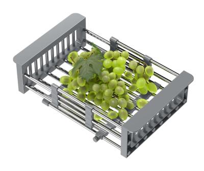 Quadri Panier universel extensible pour résidus en inox avec poignées grises 225 mm de large 1208967543
