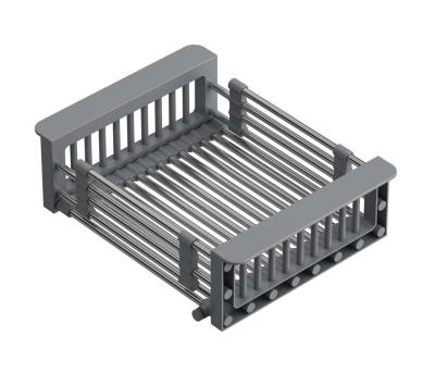 Quadri Panier universel extensible pour résidus en inox avec poignées grises 225 mm de large 1208967543