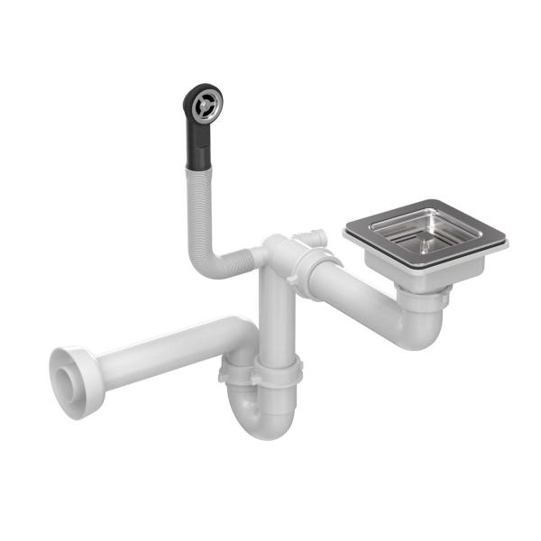 Quadri Quadrangle ensemble de drainage en acier inoxydable pour évier carré, y compris trop-plein en acier inoxydable 1208967549