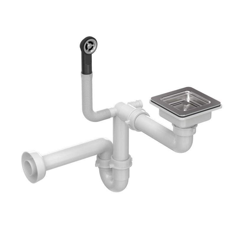 Quadri Quadrangle ensemble de drainage en inox pour évier carré, y compris trop-plein en inox 1208967549