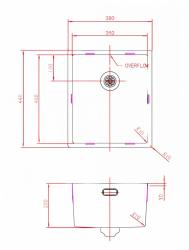 Évier en acier inoxydable Pure.Sink Prestige 34x40 cm, rayon de 10 mm, montage sous-plan, à fleur ou en surface PPG3440-02