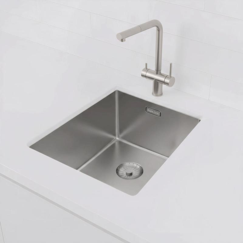 Évier en inox Pure.Sink Prestige 34x40 cm, rayon de 10 mm, montage sous-plan, à fleur ou en surface PPG3440-02
