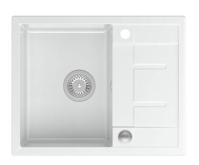 Évier en granit blanc Quadri Dalton avec égouttoir 62x50cm avec bouchon en inox 1208967573