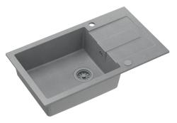 Quadri Sutton XL évier encastrable en granit gris 78x45cm avec égouttoir réversible avec bonde grise 1208967576