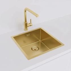 Pure.Sink Prestige évier 40x40 cm PVD Or, rayon de 10 mm, installation sous-plan, à fleur et sur plan PPG4040-60