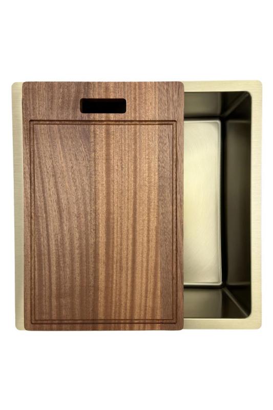 Pure.Sink Prestige évier 40x40 cm PVD Or, rayon de 10 mm, installation sous-plan, à fleur et sur plan PPG4040-60