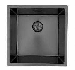 Évier Pure.Sink Prestige 40x40cm PVD Gun Metal 10mm rayon encastré,à fleur,posé sur plan PPG4040-61