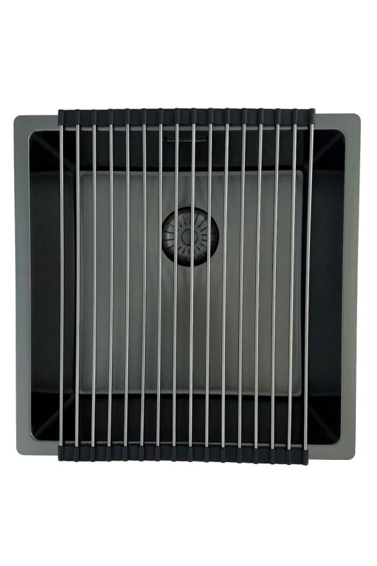 Évier Pure.Sink Prestige 40x40cm PVD Gun Metal 10mm rayon encastré,à fleur,posé sur plan PPG4040-61