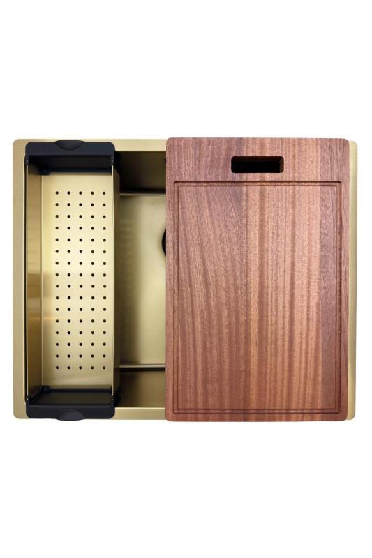 Évier Pure.Sink Prestige 50x40 cm PVD Or 10 mm rayon encastré, à montage affleurant et à montage en surface PPG5040-60