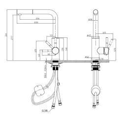 Robinet de cuisine Pure.Sink Elite Steel Spark-S en acier inoxydable avec bec extensible PS8041-02