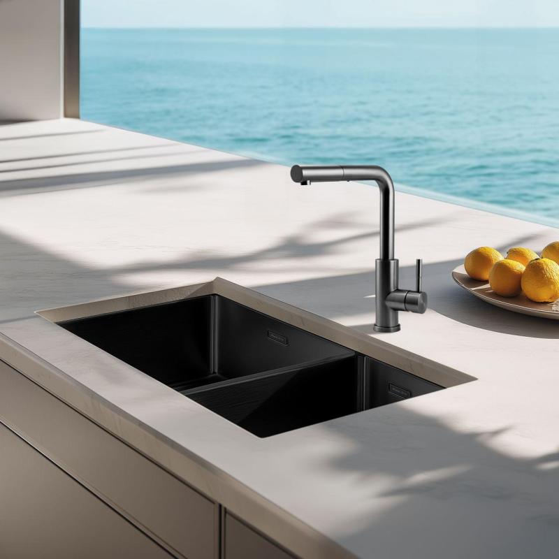 Pure.Sink Elite Steel Spark-S robinet de cuisine PVD Gun Metal avec bec extractible PS8041-61