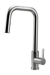 Robinet de cuisine Pure.Sink Elite Steel Crystal-S en acier inoxydable avec bec extensible PS8050-02