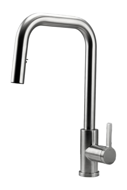 Robinet de cuisine Pure.Sink Elite Steel Crystal-S en inox avec bec extensible PS8050-02