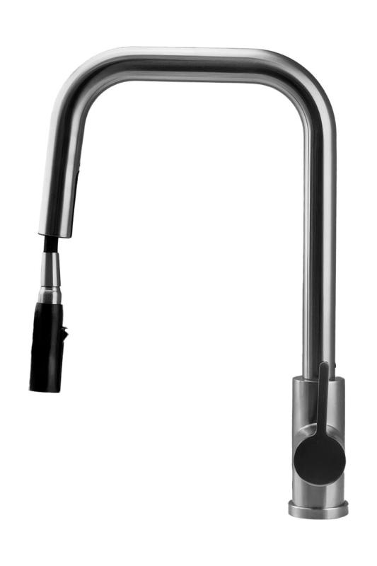 Robinet de cuisine Pure.Sink Elite Steel Crystal-S en inox avec bec extensible PS8050-02