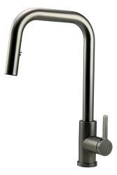 Robinet de cuisine Pure.Sink Elite Steel Crystal-S en acier PVD Gun metal avec bec extensible PS8050-61