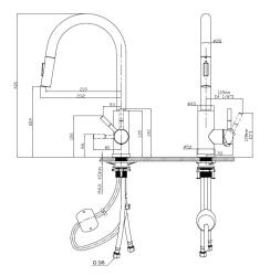 Robinet de cuisine Pure.Sink Elite Steel Stream-S en acier inoxydable avec bec rétractable PS8045-02.