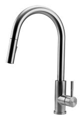 Robinet de cuisine Pure.Sink Elite Steel Stream-S en acier inoxydable avec bec rétractable PS8045-02.