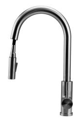 Robinet de cuisine Pure.Sink Elite Steel Stream-S en acier inoxydable avec bec rétractable PS8045-02.