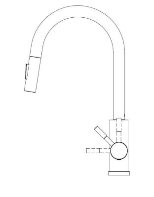 Robinet de cuisine Pure.Sink Elite Steel Stream-S en acier PVD or brossé avec bec rétractable PS8045-60.