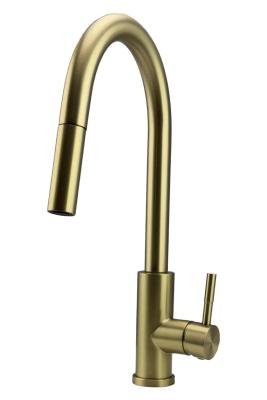 Robinet de cuisine Pure.Sink Elite Steel Stream-S en acier PVD or brossé avec bec rétractable PS8045-60.
