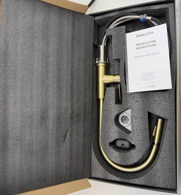 Robinet de cuisine Pure.Sink Elite Steel Stream-S en métal PVD Gun avec bec extractible PS8045-61