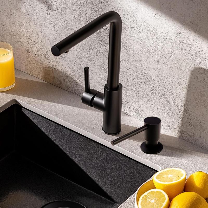 Distributeur de savon encastré Pure.Sink Elite Steel Shine, rechargeable par le dessus, noir mat PS9010-10