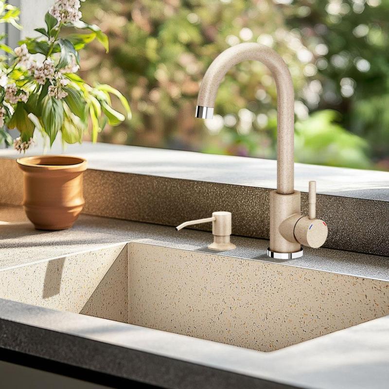 Quadri Manchester Distributeur de Savon Encastrable Beige Sable - Rechargeable par le Dessus 1208967658