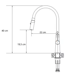 Mitigeur de Cuisine Quadri Preston en Acier Inoxydable avec Bec Flexible Beige à 2 Positions 1208967661