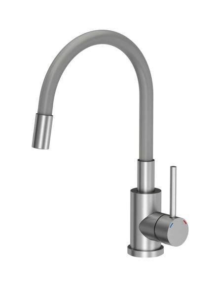 Quadri Bristol Robinet de Cuisine en Acier Inoxydable avec Bec Flexible Gris 1208967663