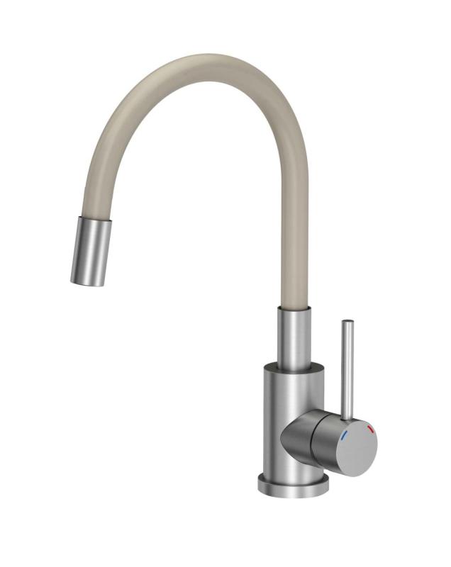 Mitigeur de cuisine Quadri Bristol en inox avec bec flexible beige 1208967664