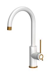 Quadri Lancaster Robinet de Cuisine Blanc avec Finition en Cuivre PVD et Bec Pivotant 1208967682