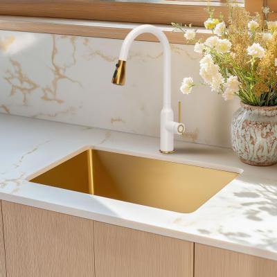 Quadri Stamford Mitigeur de Cuisine Blanc avec Finition Or PVD avec Douchette Extractible et Fonction Pulvérisation 1208967690