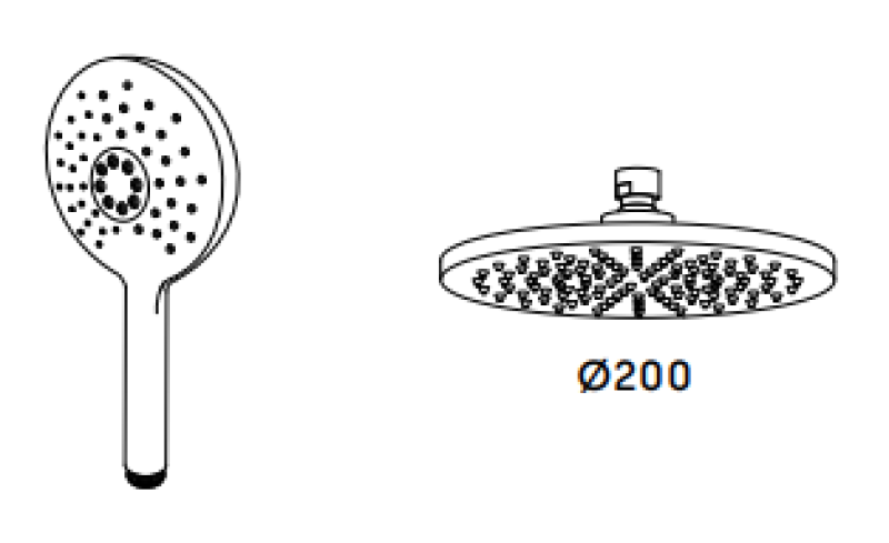 Waterevolution Flow combinaison de douche thermostatique avec douche de tête chromée 200mm ronde T141TNR01