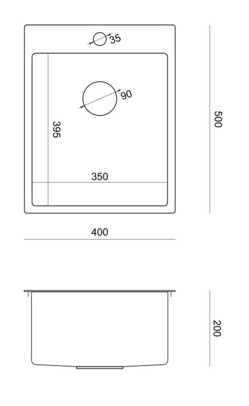 Aquadesign Clara Évier Inox 40x50cm Pose en Surface ou à Fleur avec Plan de Robinet et Bouchon Inox - 1208967757