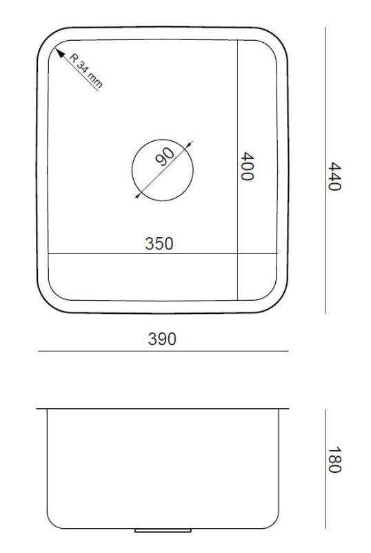 Aquadesign Oxford Évier Inox 35x40cm Sous-plan avec Bouchon Inox - 1208967761