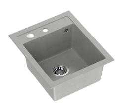 Quadri Londres Granit Gris Évier 43x50cm avec Zone pour Robinet et Bouchon en Inox - 1208967765