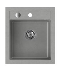 Quadri Londres Granit Gris Évier 43x50cm avec Zone pour Robinet et Bouchon en Inox - 1208967765