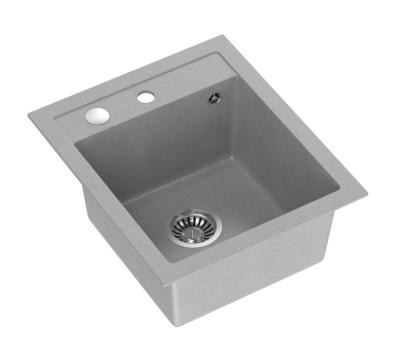 Quadri Londres Granit Gris Évier 43x50cm avec Zone pour Robinet et Bouchon en Inox - 1208967765
