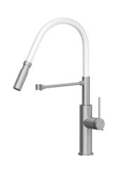 Quadri Retford Mitigeur de Cuisine en Acier Inoxydable avec Bec Flexible Blanc 1208967771