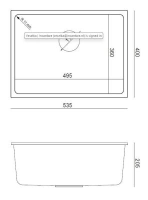 Quadri Elston Évier Sous-Plan en Granit Gris 495x360mm avec Bonde en Inox 1208967773